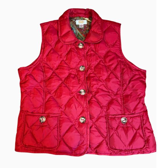 Talbots Jackets & Blazers - Talbots Petites Women's Quilted Down Puffer Vest XL Red Paisley Lining